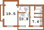 Планировка двухкомнатной квартиры тип 2 чешка с эркером 11У  Планировки серийные - "464, чешки"  (10)
