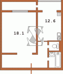 Планировка однокомнатной квартиры Монолит тип 3  Планировки серийные - Монолиты  (8)