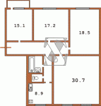 Планировка четырехкомнатной квартиры Сталинка  Планировки серийные - "Хрущевки","Сталинки"  (10)