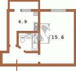 Планировка однокомнатной квартиры тип 5 чешка  Планировки серийные - "464, чешки"  (10)