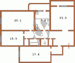 Планировка четырехкомнатной квартиры Серия 5  Планировки серийные - "полнометражные" панельные  (20)