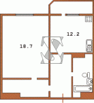 Планировка однокомнатной квартиры Тип 16  Планировки серийные - Каркасно-монолитные  (20)