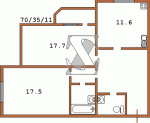 Планировка двухкомнатной квартиры Тип 16  Планировки серийные - Каркасно-монолитные  (20)