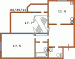 Планировка двухкомнатной квартиры тип 2 Тип 16  Планировки серийные - Каркасно-монолитные  (20)