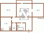 Планировка трехкомнатной квартиры тип 5 Сталинка  Планировки серийные - "Хрущевки","Сталинки"  (10)