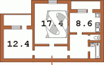 Планировка двухкомнатной квартиры Серия Т-4, Т-6  Планировки серийные - "полнометражные" панельные  (20)