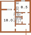 Планировка однокомнатной квартиры тип 1 Серия АППС, АППС-134, АППС-люкс  Планировки серийные - "полнометражные" панельные  (20)