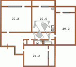 Планировка трехкомнатной квартиры Серия 5  Планировки серийные - "полнометражные" панельные  (20)