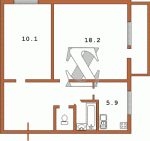 Планировка двухкомнатной квартиры 1-447-c-42  Планировки серийные - Кирпичные  (29)