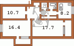 Планировка трехкомнатной квартиры тип 3 Вид дома 5 Кирпичная девятиэтажная хрущевка