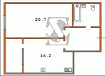 План однокомнатной квартиры тип 2 Тип 19  Планировки серийные - Каркасно-монолитные  (20)