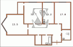 План трехкомнатной квартиры Тип 19  Планировки серийные - Каркасно-монолитные  (20)
