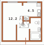 Меньшая по площади без балкона (перепланирована) - 2 1-380  Планировки серийные - "Гостинки"  (12)