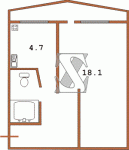 Планировка 1 квартиры с боковым входом 1-380  Планировки серийные - "Гостинки"  (12)