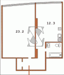 План типовой однокомнатной квартиры Общий вид (с высоты 13 этажа) Тип 15