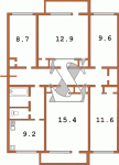 План пятикомнатной коммунальной квартиры 480-ая (Кирпичная хрущевка)  Планировки серийные - "Хрущевки","Сталинки"  (10)