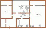 План двухкомнатной квартиры Тип 20  Планировки серийные - Каркасно-монолитные  (20)
