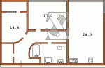 План двухкомнатной квартиры (перепланированной) Тип 20  Планировки серийные - Каркасно-монолитные  (20)