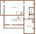 Планировка двухкомнатной квартиры Монолит тип 3  Планировки серийные - Монолиты  (8)