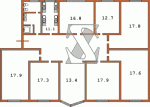 План квартиры (блока комнат) Общежитие тип 2  Планировки серийные - Общежития  (14)