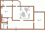 Планировка двухкомнатной квартиры Вид дома 2 Серия КС