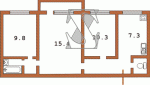 Планировка трехкомнатной квартиры тип 4 Панельная хрущевка  Планировки серийные - "Хрущевки","Сталинки"  (10)