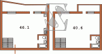 Планировка трехкомнатной двухуровневой квартиры Тип 1  Планировки серийные - Каркасно-монолитные  (20)