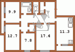 планировка четырехкомнатной квартиры Вид со стороны подъезда с ровными балконами Серия №16