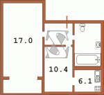 Двухкомнатная квартира (перепланированная) 464 51/52+  Планировки серийные - "464, чешки"  (10)