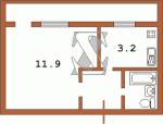 Квартира с увеличенной комнатой за счет кухни в противоположную сторону от подьезда с двойным балконом ММ-640  Планировки серийные - "Гостинки"  (12)