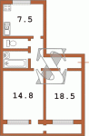 Планировка двухкомнатной квартиры тип 8 Тыльная сторона дома чешка с эркером 12У