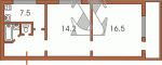 двухкомнатная квартира тип 4 Панельная девятиэтажная хрущевка  Планировки серийные - "Хрущевки","Сталинки"  (10)