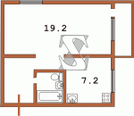 Планировка однокомнатной квартиры тип 2 Панельная хрущевка  Планировки серийные - "Хрущевки","Сталинки"  (10)